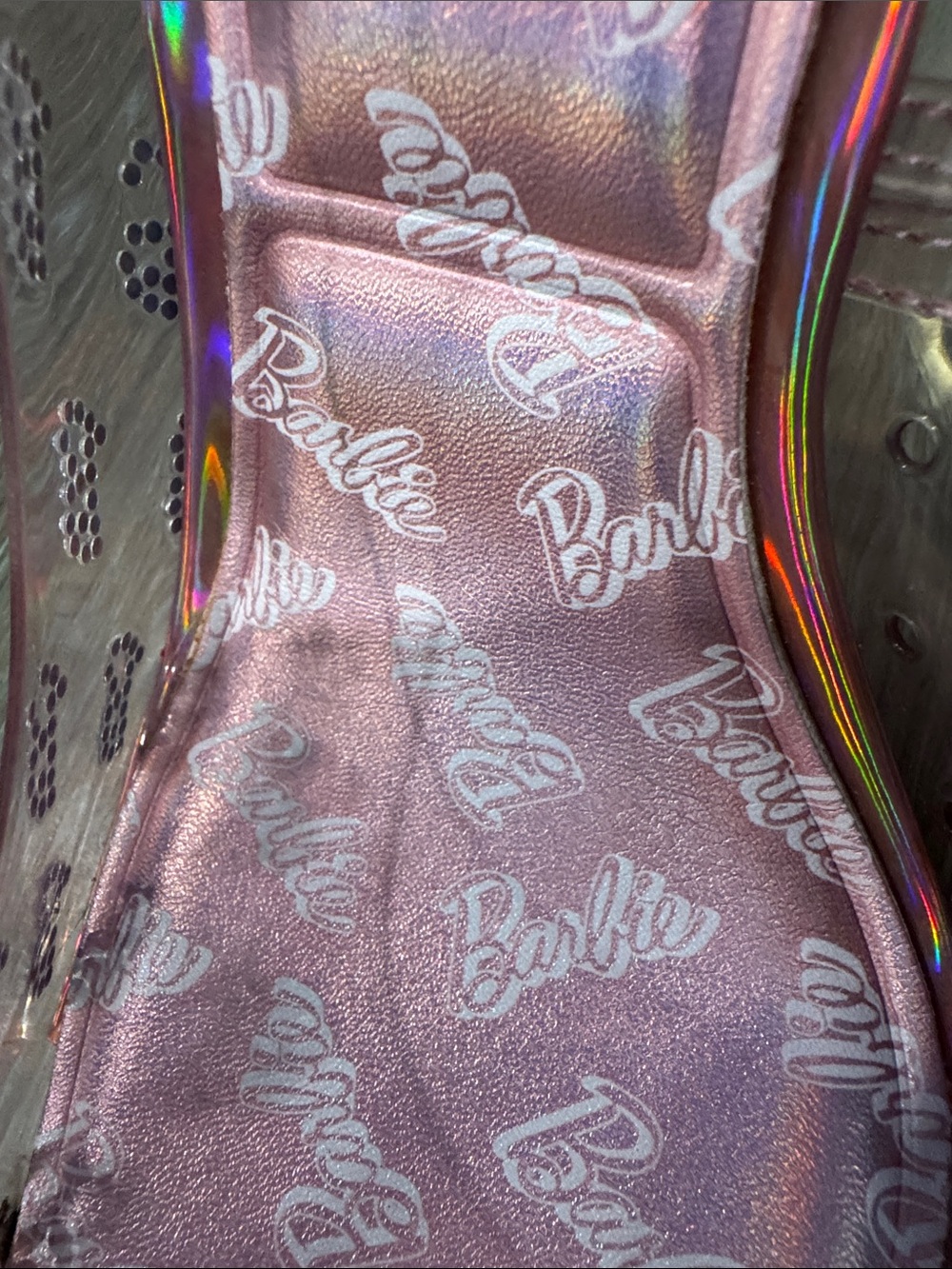 Barbie Pink Transparent Pointed-Toe High Heels with Logo Print - Picture 13 of 15